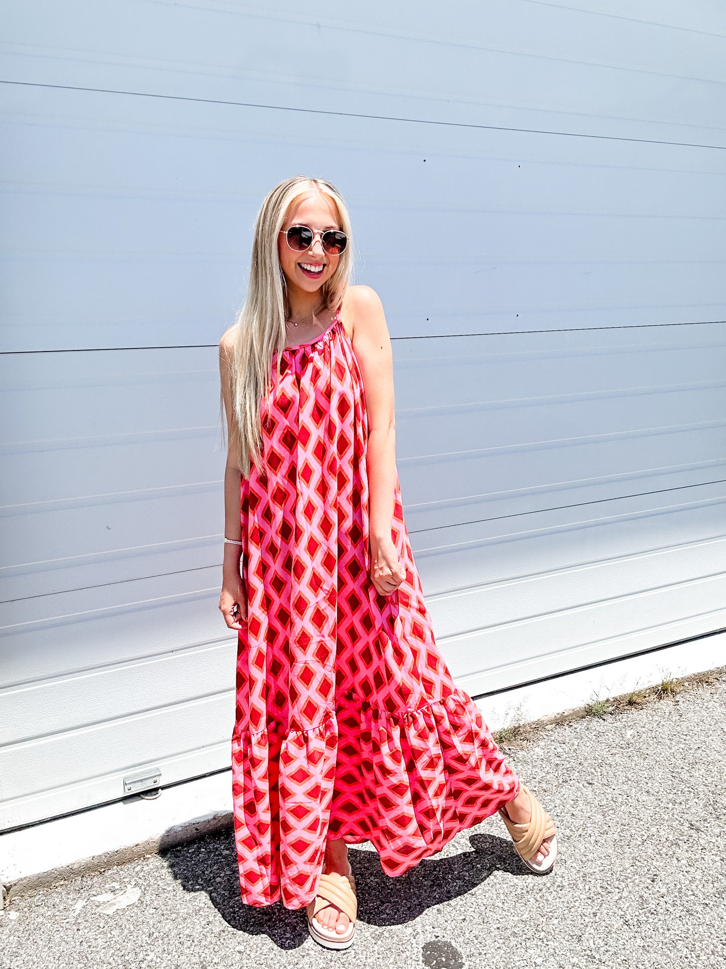 Gorgeous Geometric Maxi Dress in Red