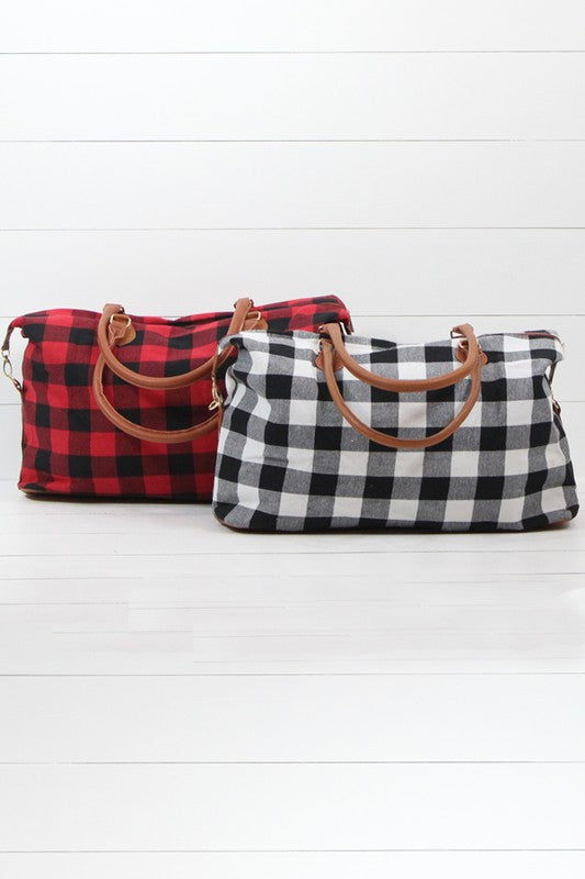 Weekender Tote in White Buffalo Plaid