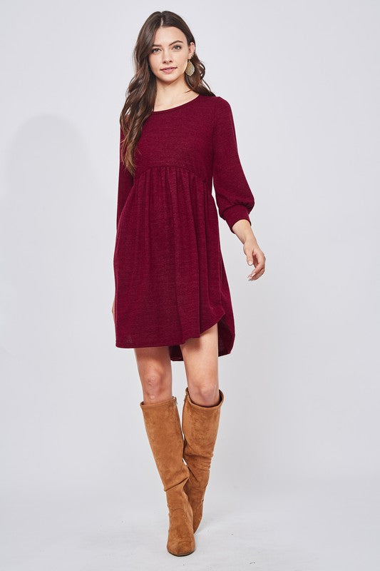 Falling in Love Sweater Dress in Burgundy