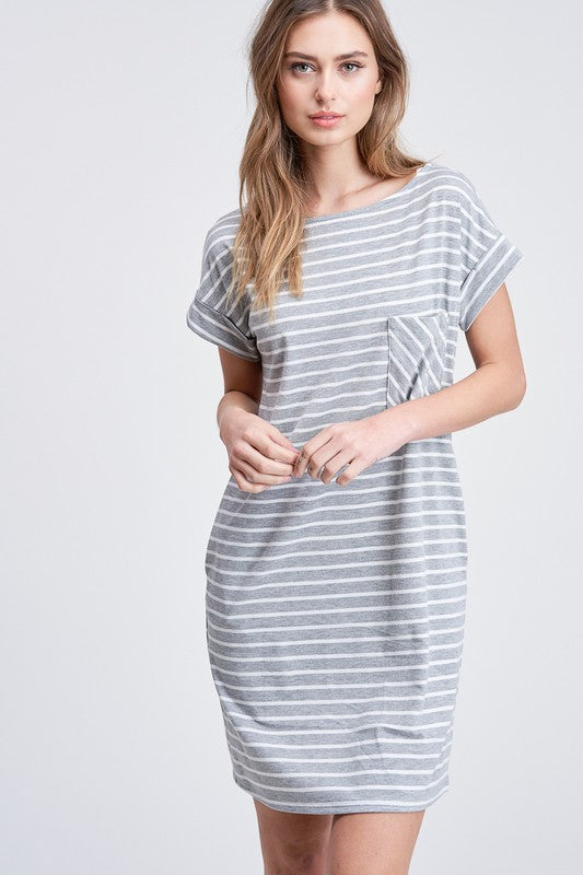 Easy Come, Easy Go Striped Dress in Grey - XL