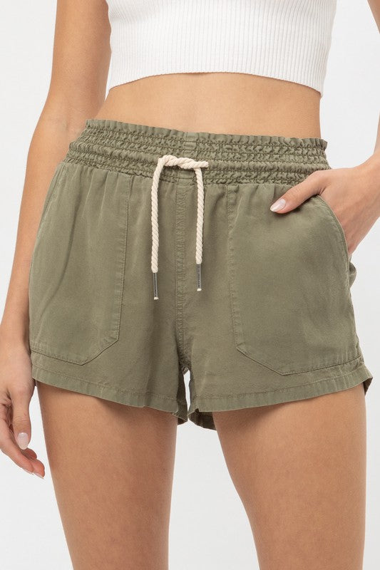 Essential for Summer Shorts in Light Olive