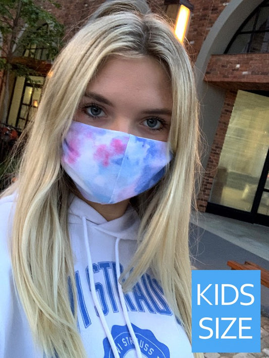 Kids Face Mask in Fuchsia/Blue Tie Dye