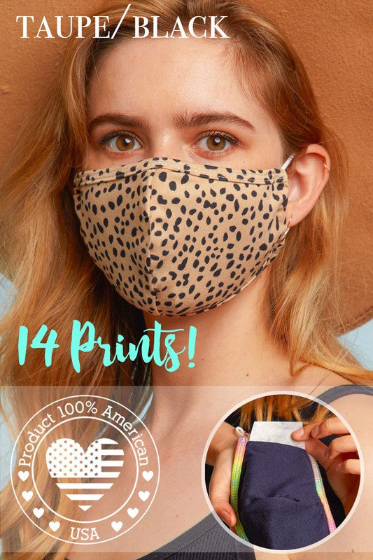 Face Mask in Taupe/Black Cheetah