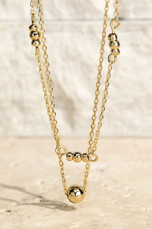 Double Layer Gold Bead Necklace