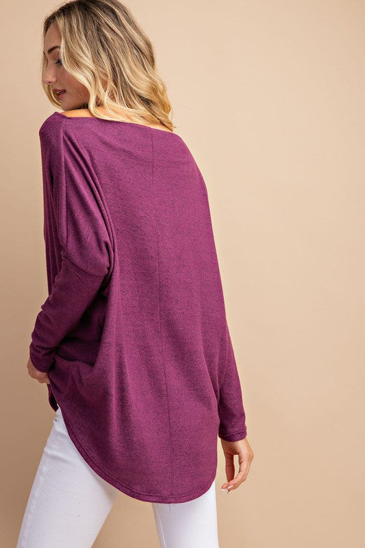 Simply Perfection Off the Shoulder Top in Plum-LARGE