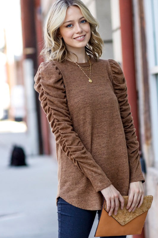 Crushing on these Sleeves Top in Camel-LARGE