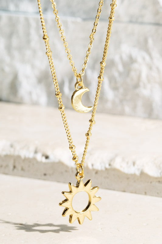 Moon and Sun Double Necklace