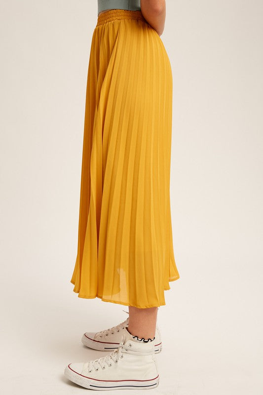 Pleated maxi shop skirt yellow