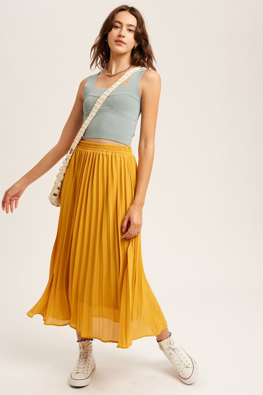 Mustard yellow hotsell pleated maxi skirt