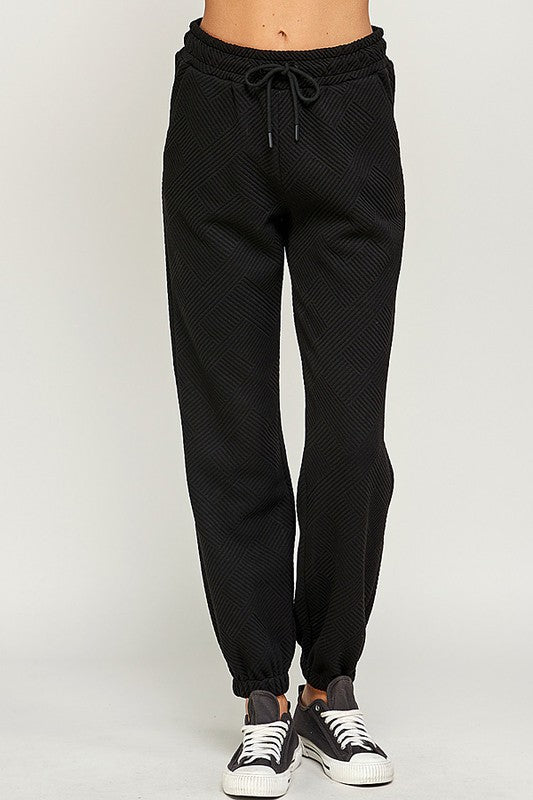 Textured Jogger Pants in Black