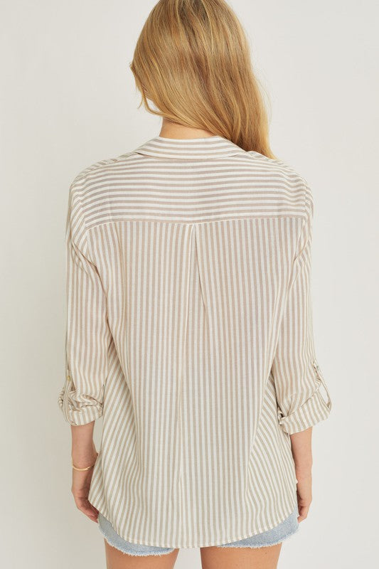 Need You Now Striped Top in Taupe