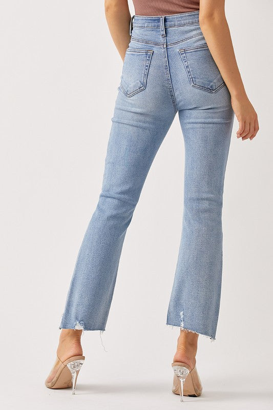 Amy High Rise Straight Raw Cut Jeans
