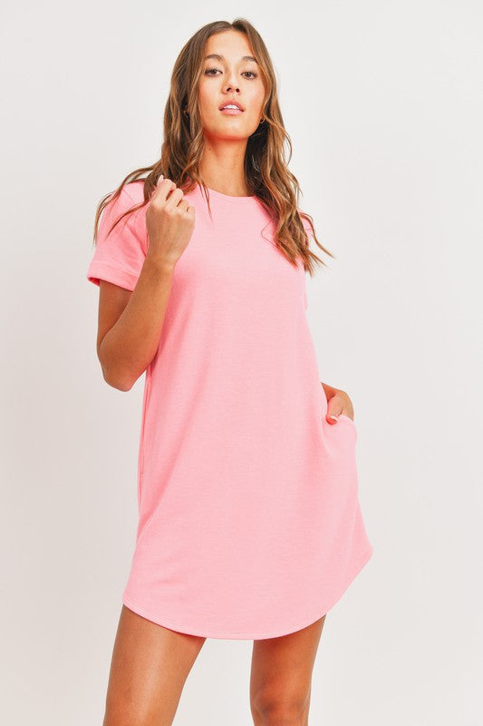 Easy To Style T-Shirt Dress in Neon Pink - large