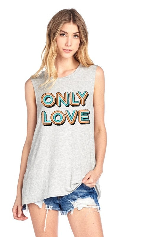 ONLY LOVE Tank in Heather Grey