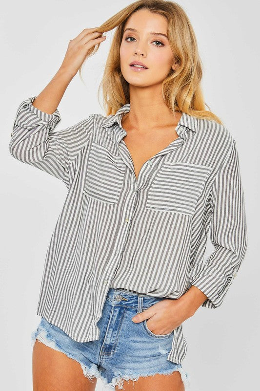 Need You Now Striped Top in Black