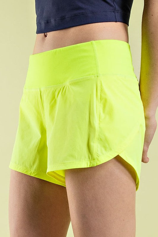 Line Up Athletic Shorts in Highlight Yellow