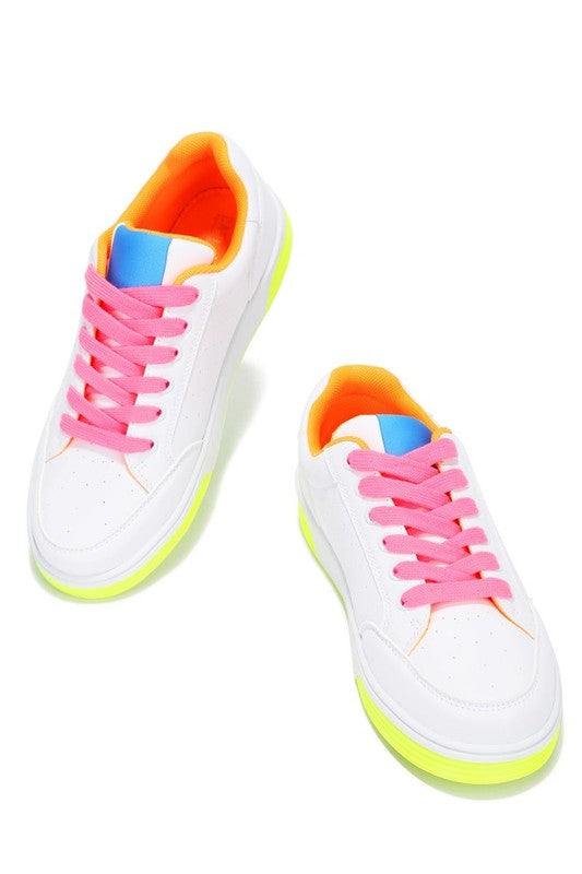 Color Block Sneakers in Lime