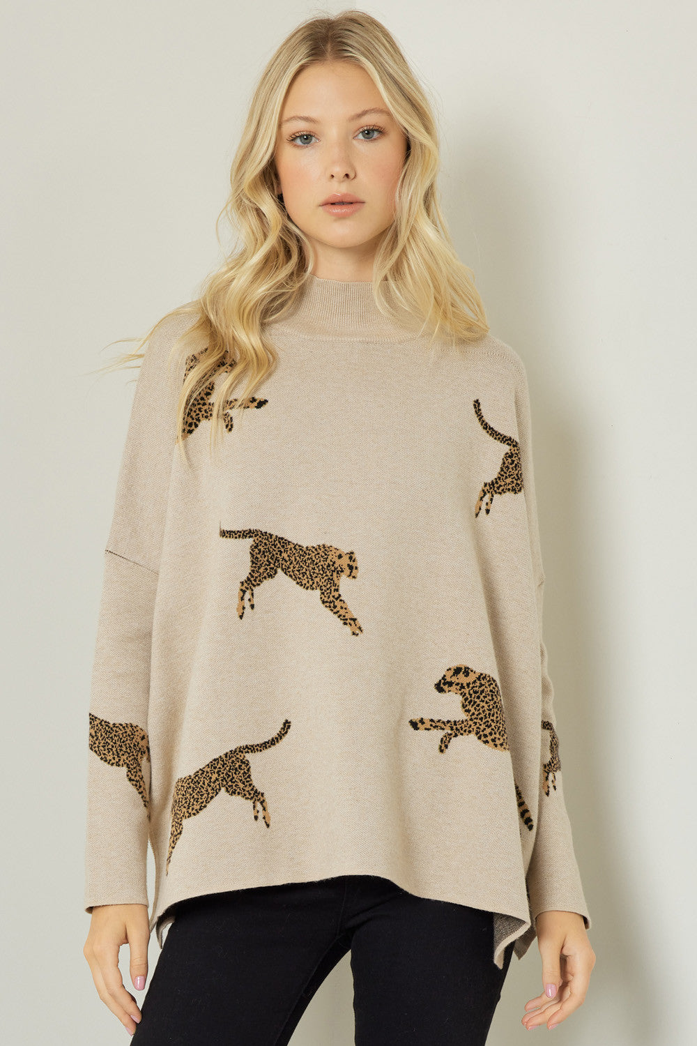 Cheetah Sweater in Oatmeal