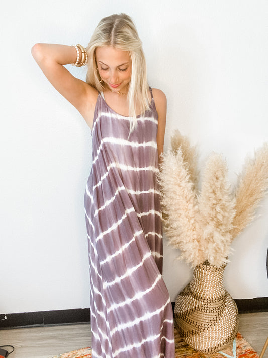 Good Vibes Only Tie Dye Maxi in Grey
