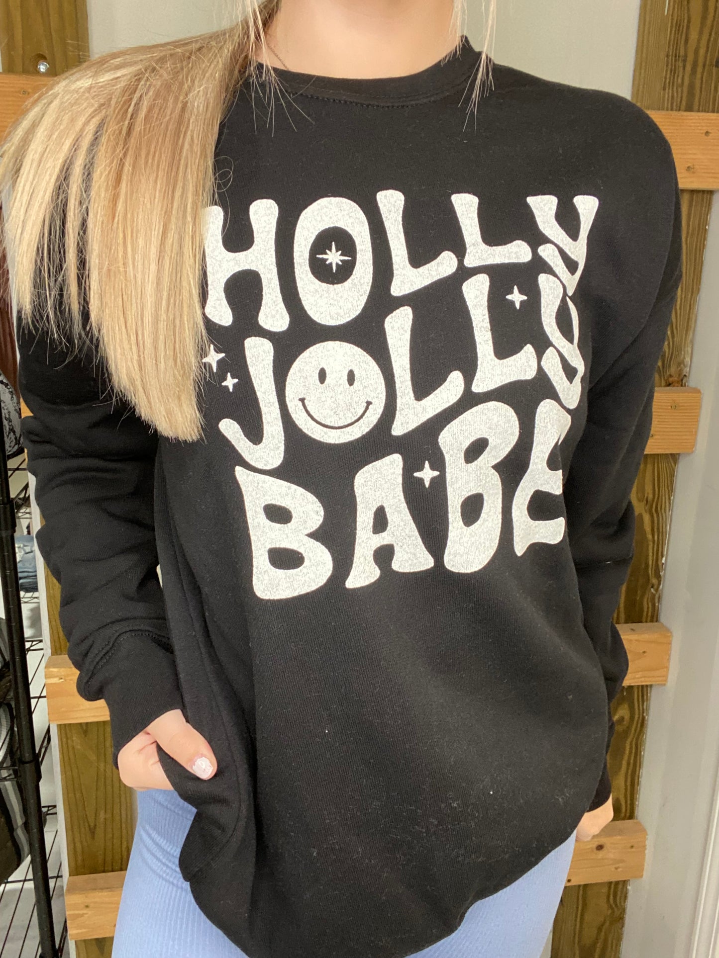 Holly Jolly Babe Sweatshirt in Black