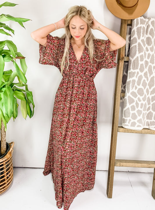Falling For You Floral Maxi Dress - small