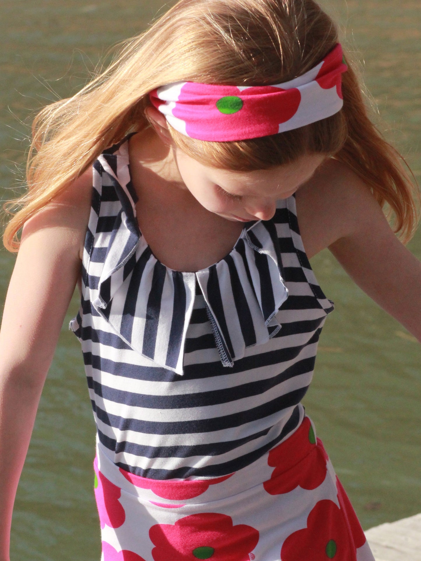 Baylor Racerback Top in Navy Stripe