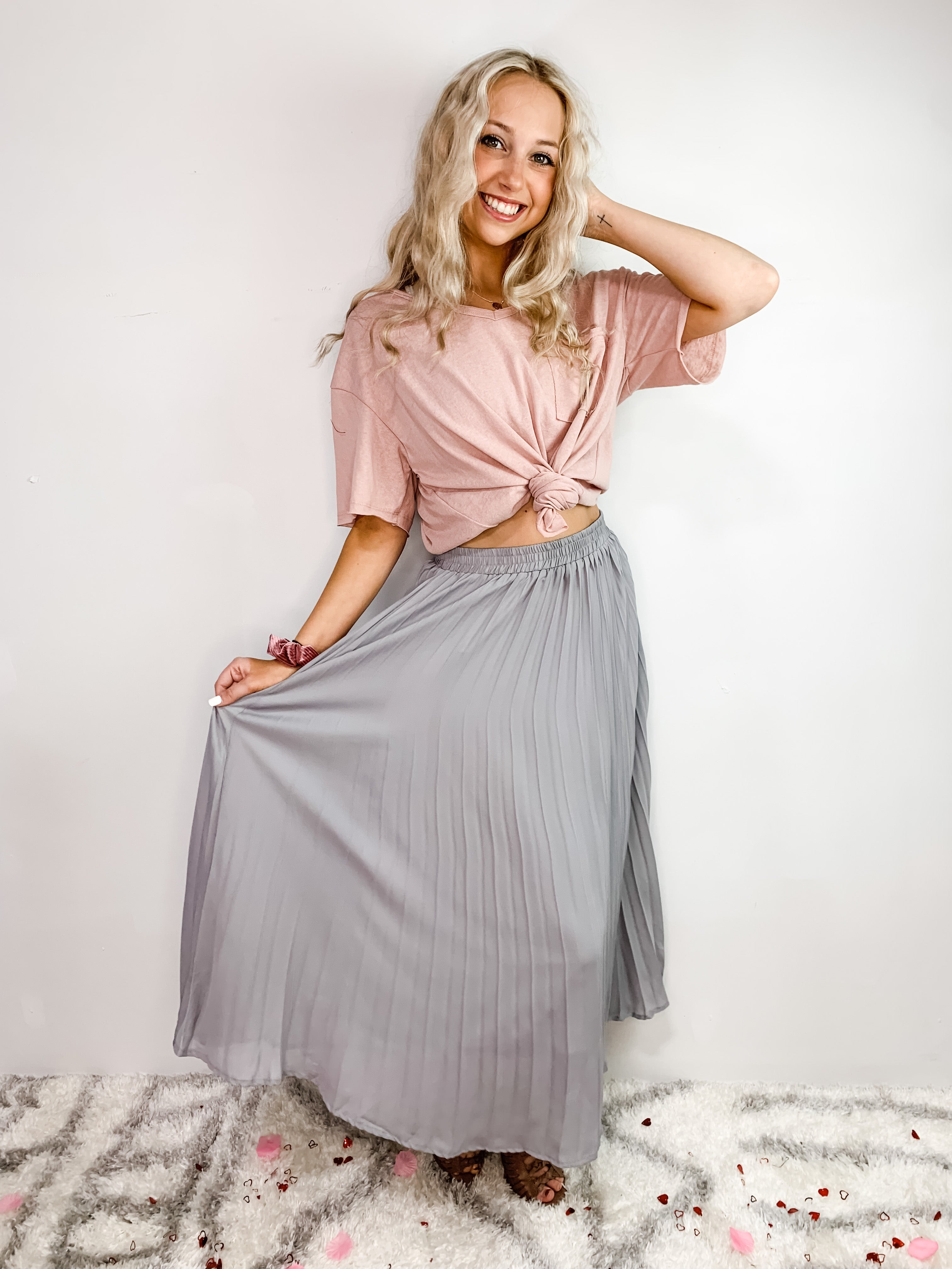 Chiffon maxi hotsell skirt gray