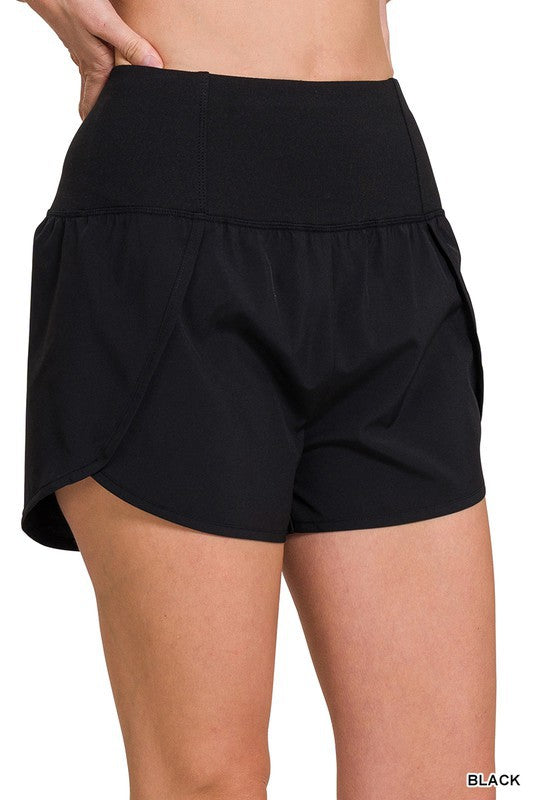 High Waist Soft Athleisure Shorts in Black