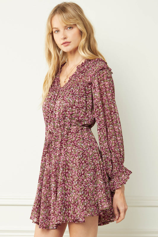 Falling For You Floral Dress-LARGE
